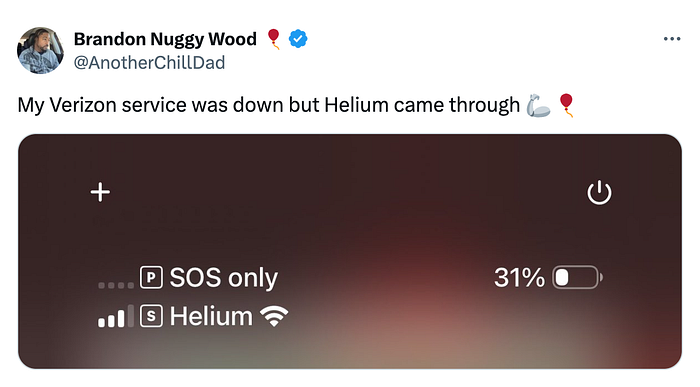 Brandon Nuggy Wood tweet about Helium