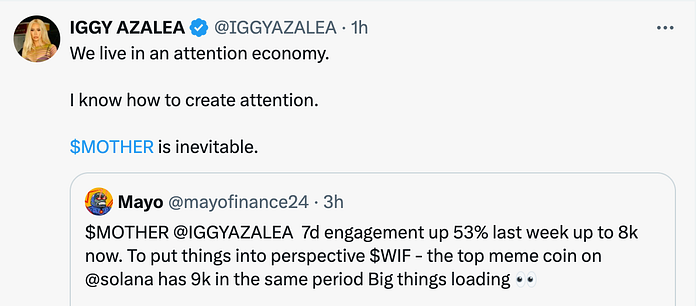 Iggy Aazalea tweet about $MOTHER