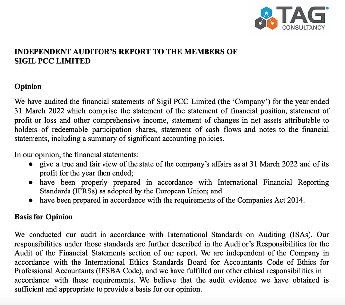 TAG Consultancy audit report - Sigil fund